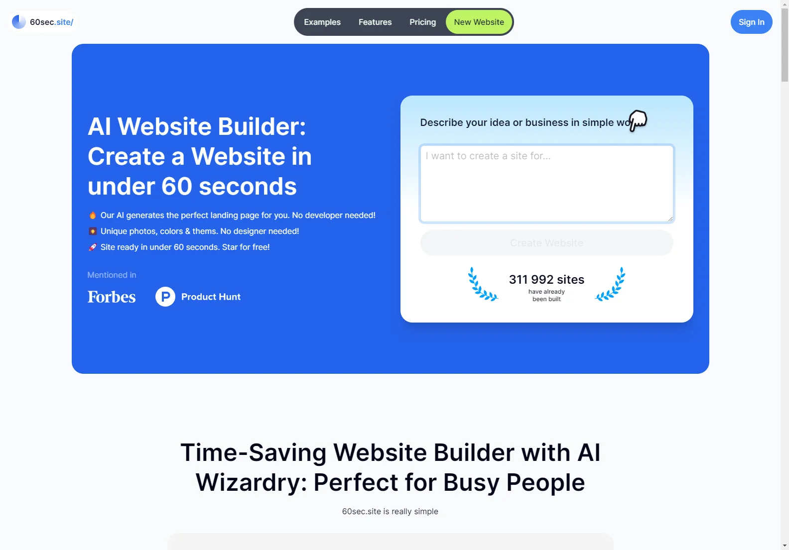 AI-Powered Website Builder: 60sec.site - Build in 60 Seconds