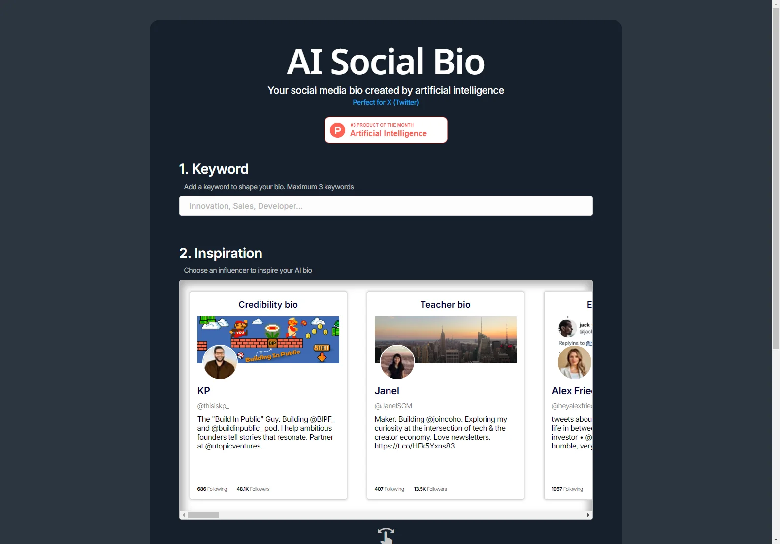 AI Social Bio: Crafting Personalized Social Media Bios