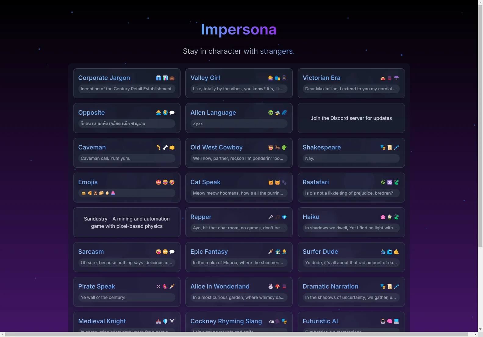 Impersona: Transform Your Conversations with Diverse Characters