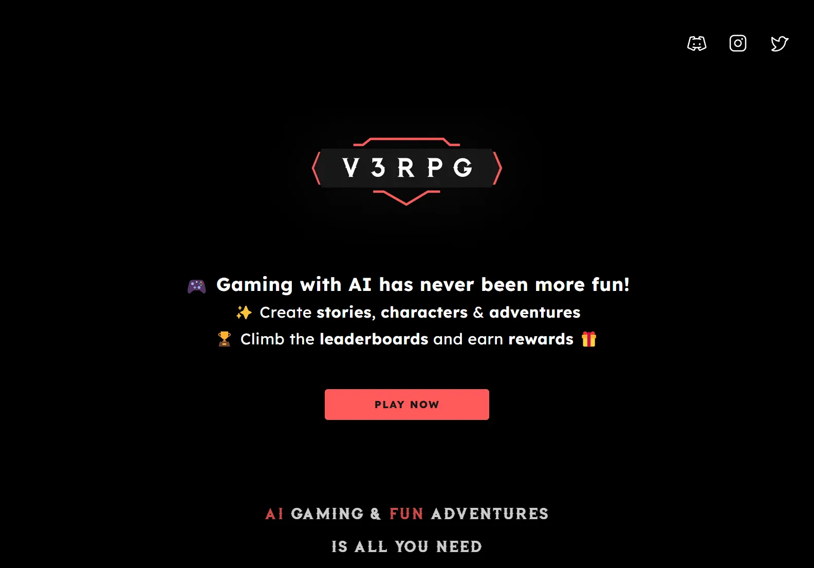 v3RPG - AI-Powered RPG Adventure: Compete, Earn Rewards & Explore Thrilling Worlds