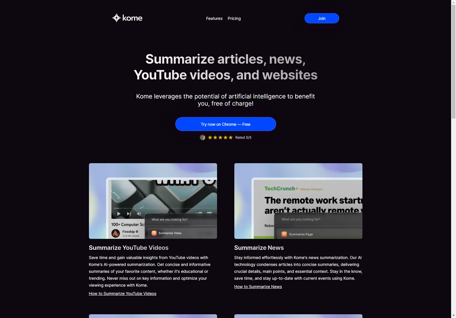 Kome: Revolutionizing Content Summarization with AI