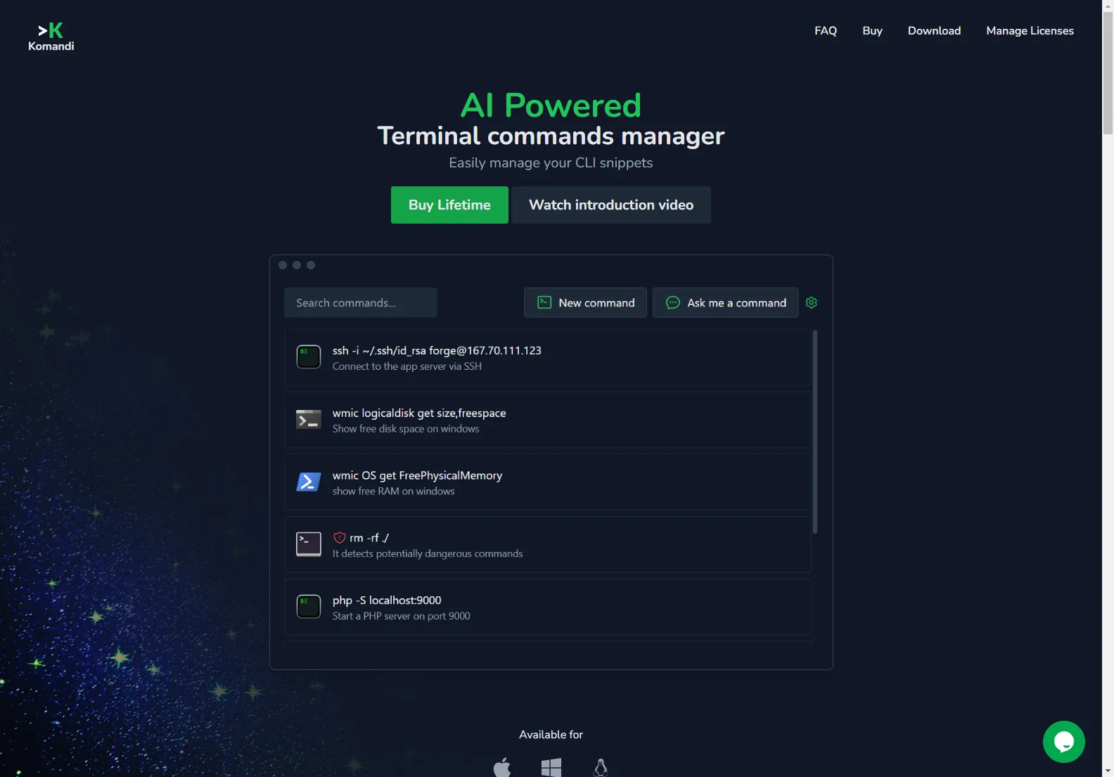 Komandi - Streamline CLI Command Management with AI