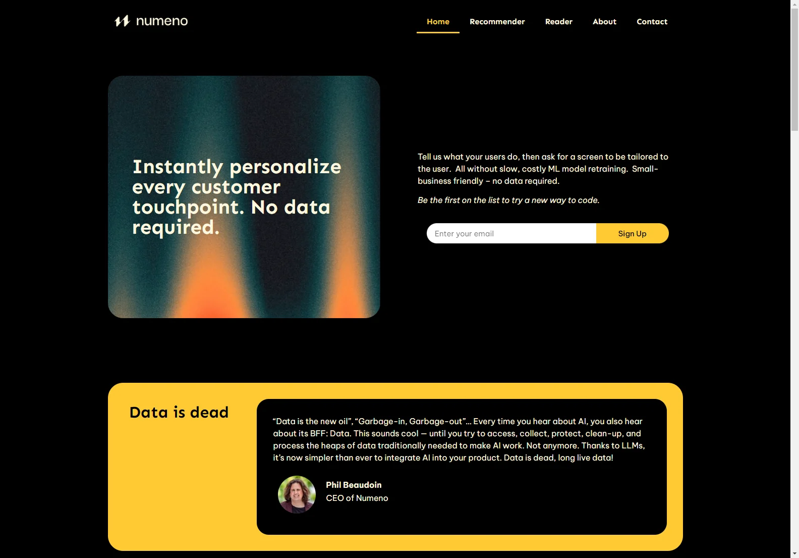 Numeno: Personalize Every Experience without Data Hassle