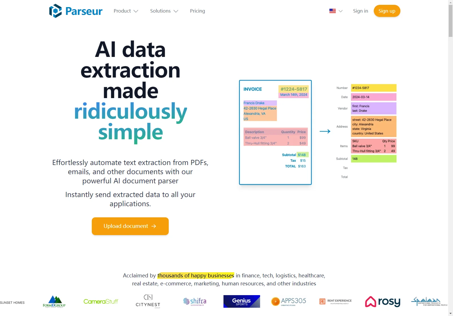 Parseur: AI Data Extraction Software for Effortless Document Parsing