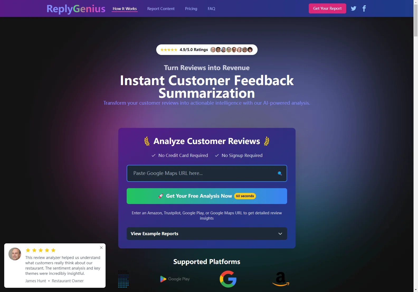 AI-Powered Customer Review Analysis | Instant Insights for Your Business