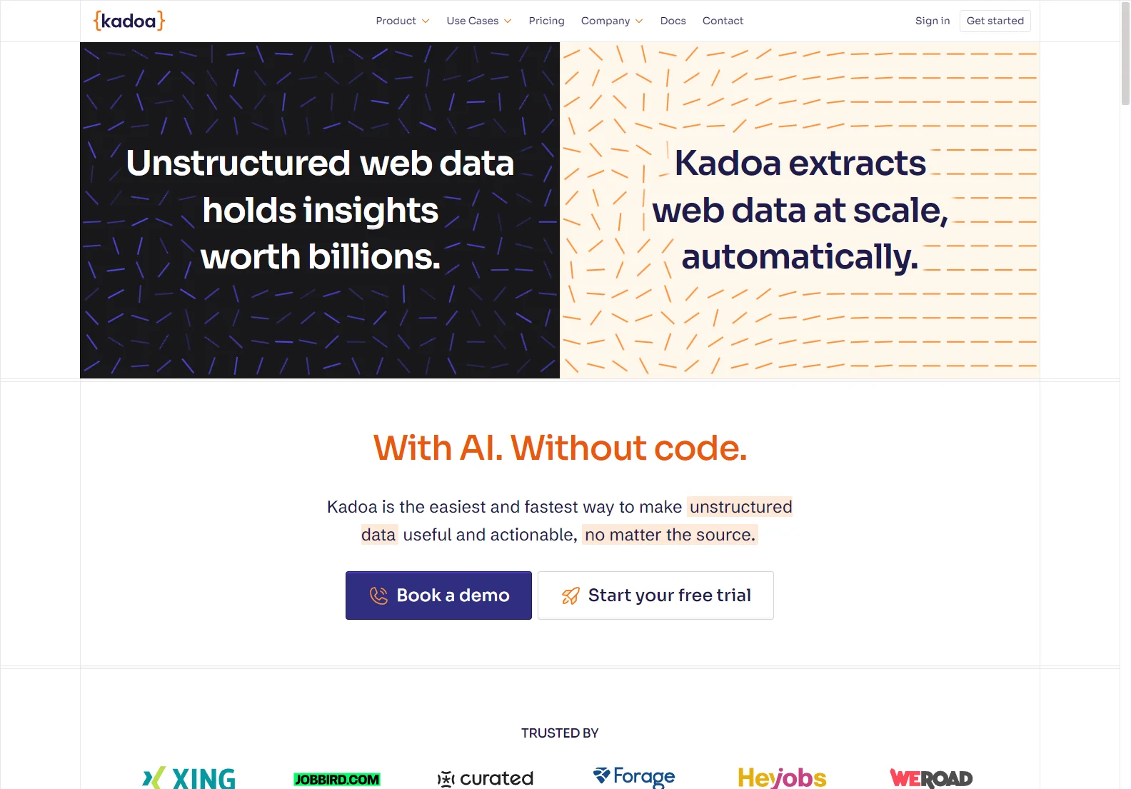 Kadoa: Unlock Insights with AI Web Scraping