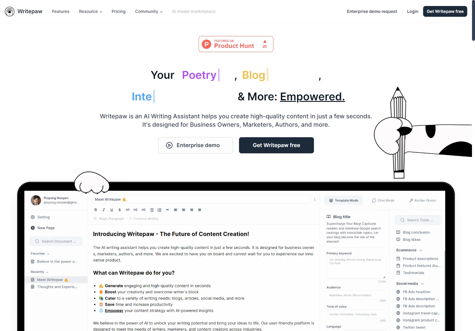 Writepaw: Empowering Content Creation with AI