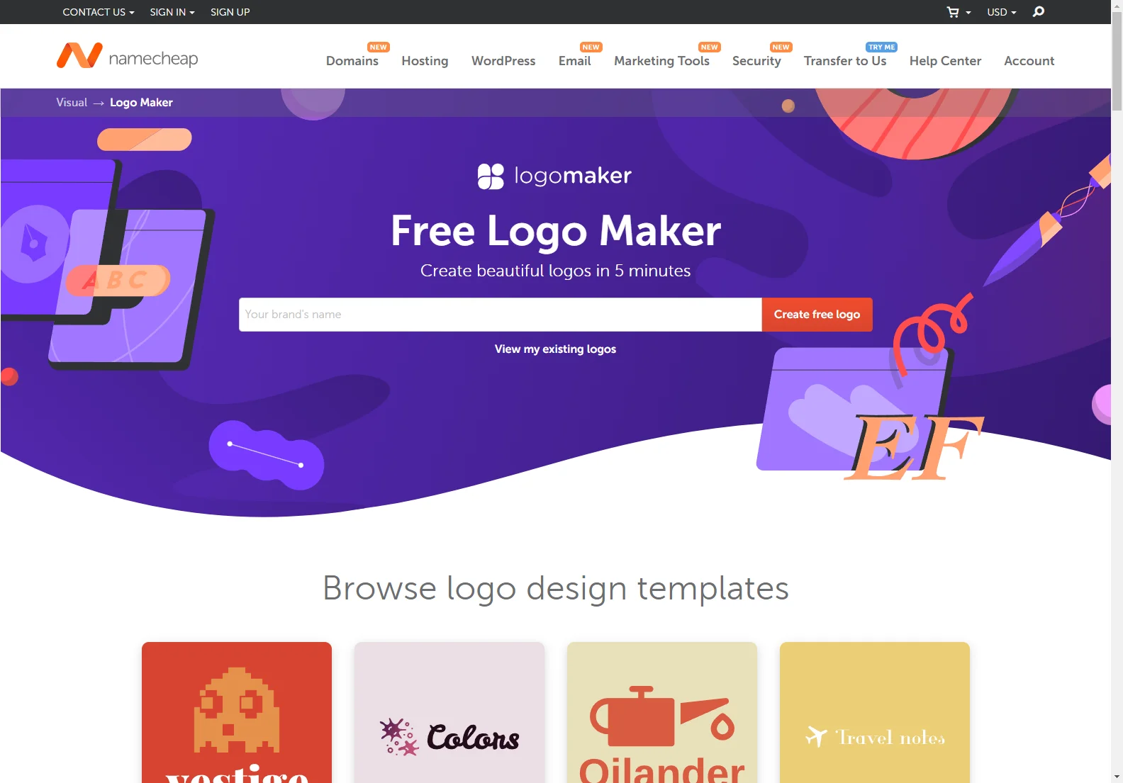 Namecheap Visual Logo Maker: Create Custom Logos with AI for Free