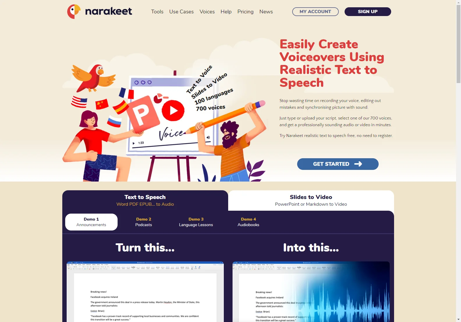 Narakeet: Effortlessly Create Voiceovers and Stunning Narrated Videos with AI Text to Speech