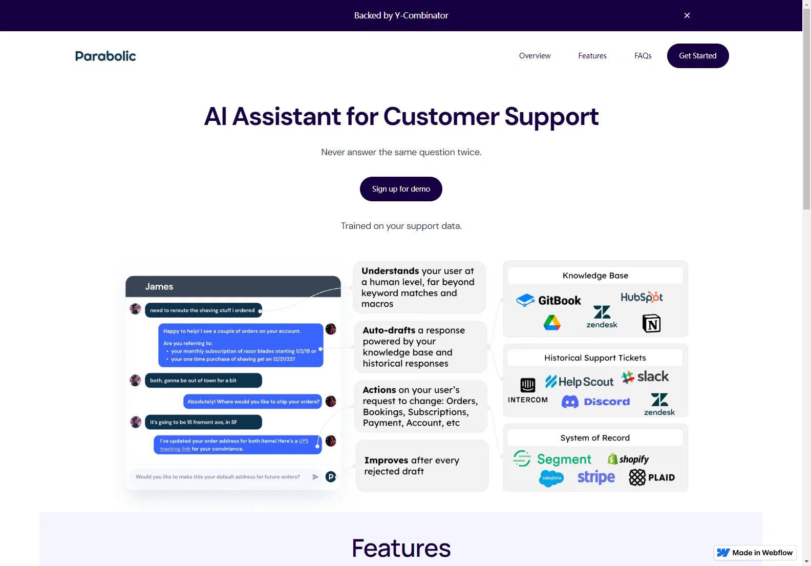 Parabolic: Enhancing Customer Support with AI