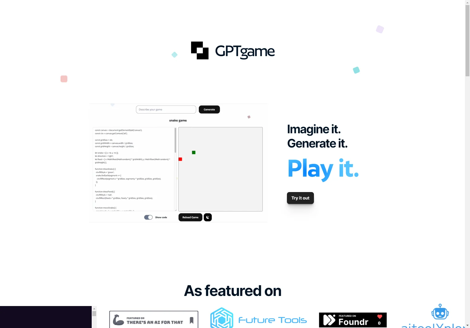 GPTGame: Generate and Play Games Instantly with AI