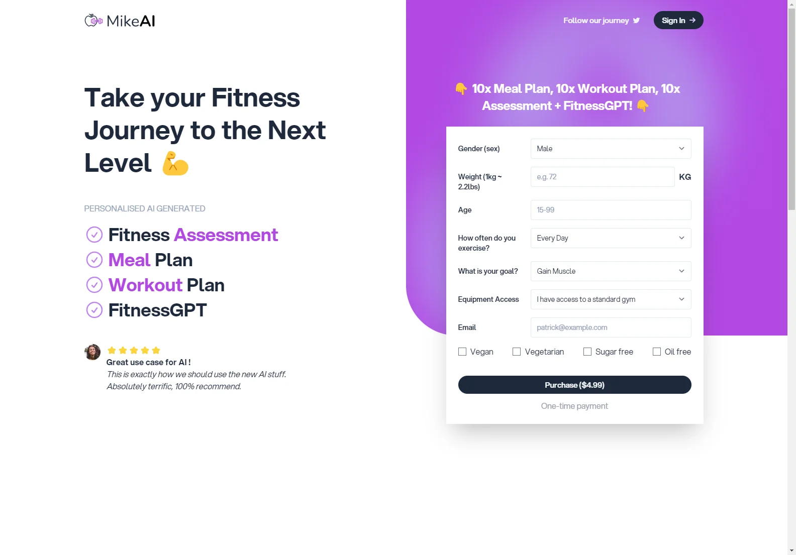 MikeAI: Empowering Fitness Goals with AI