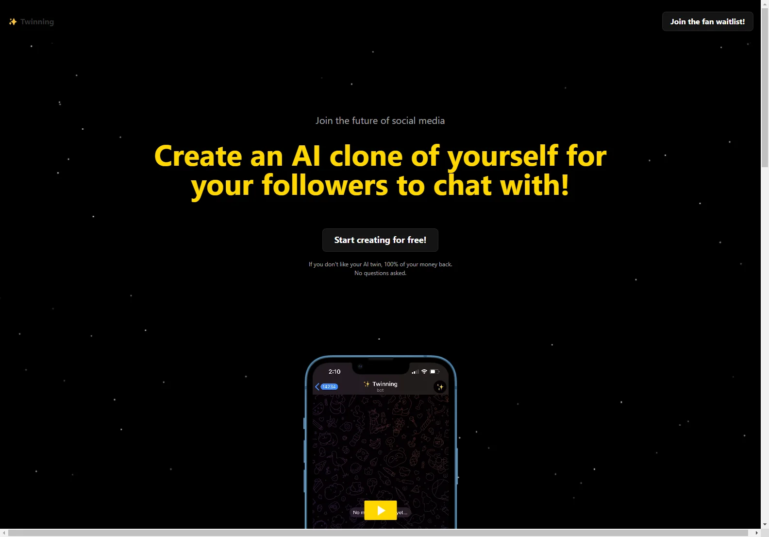 Twinning: Create Your AI Clone for Fan Engagement and Earnings