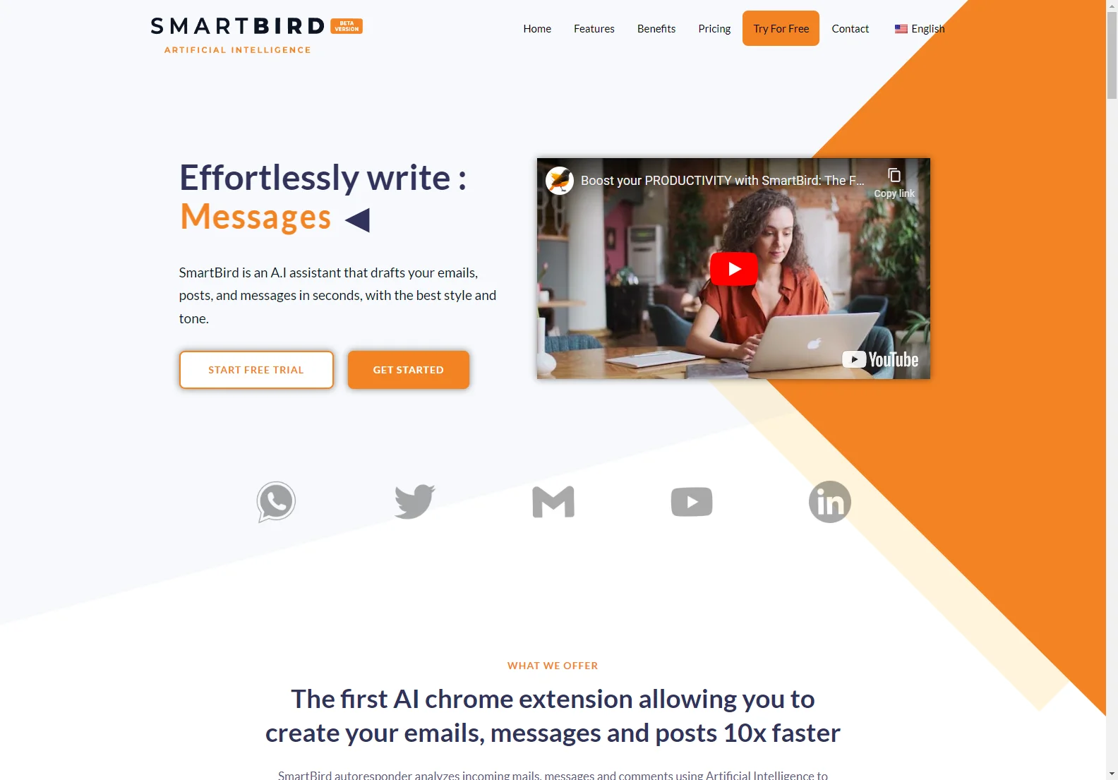 SmartBird: AI-Powered Writing Assistant for Faster and Better Emails, Posts & Messages