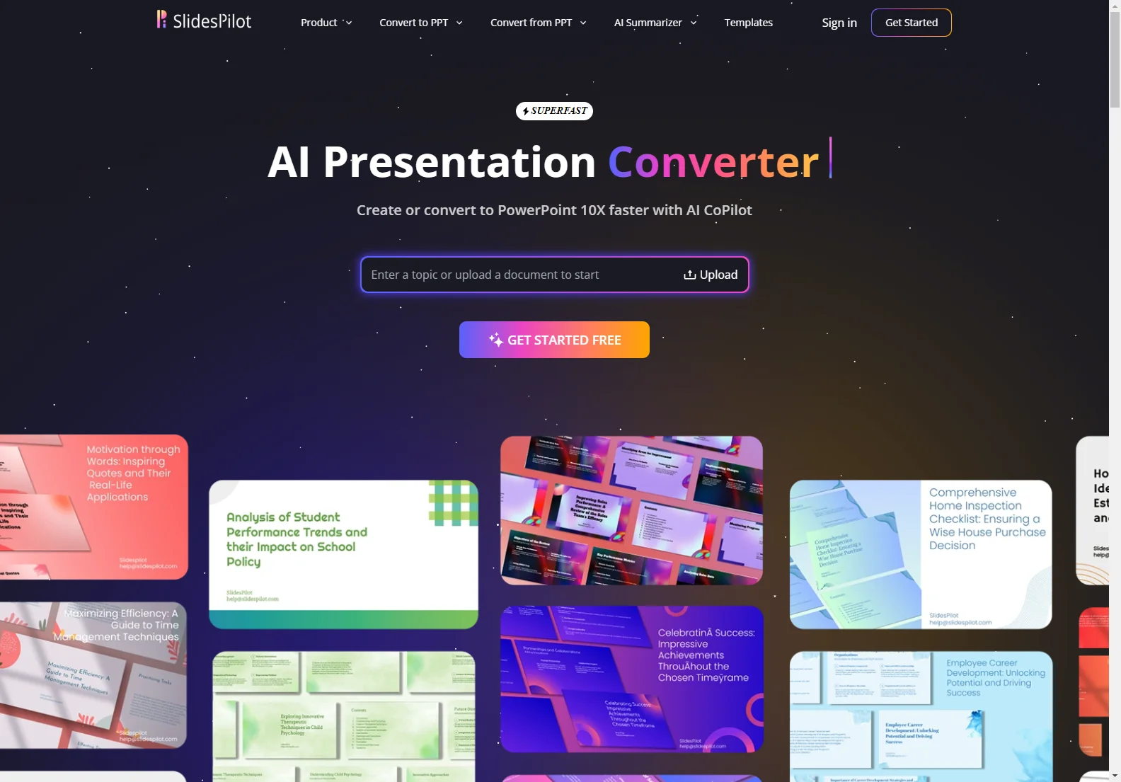 SlidesPilot: Superfast AI-Powered Presentation Generator with Image & Copilot Features, Convert PDF & Word to PPT | Free Templates