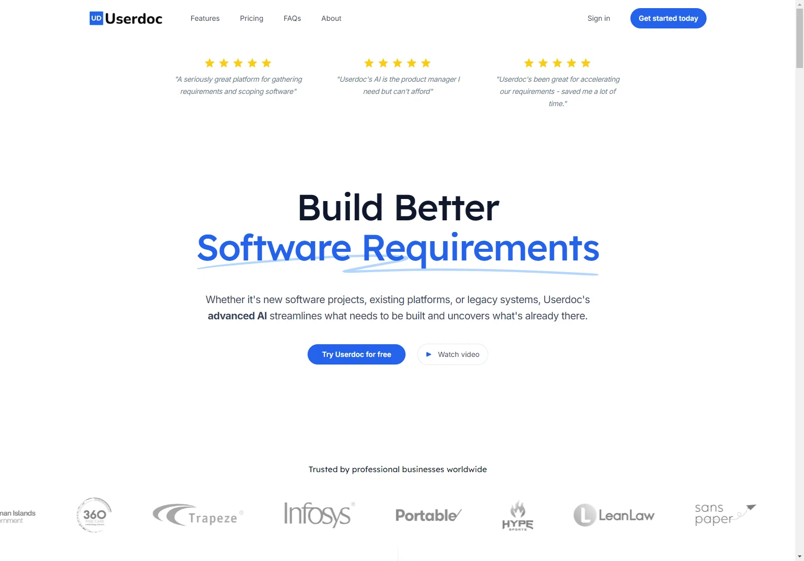 Userdoc: Build Better Software Requirements Faster