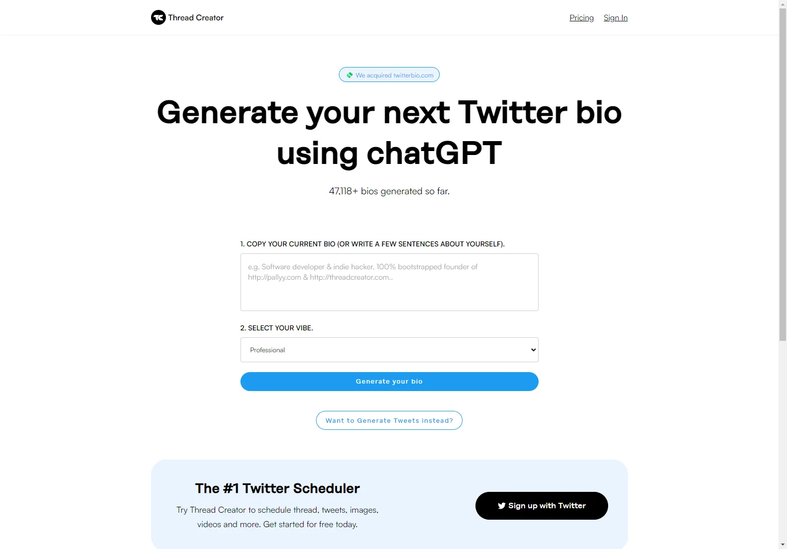 Thread Creator: Generate Engaging Twitter Bios and More