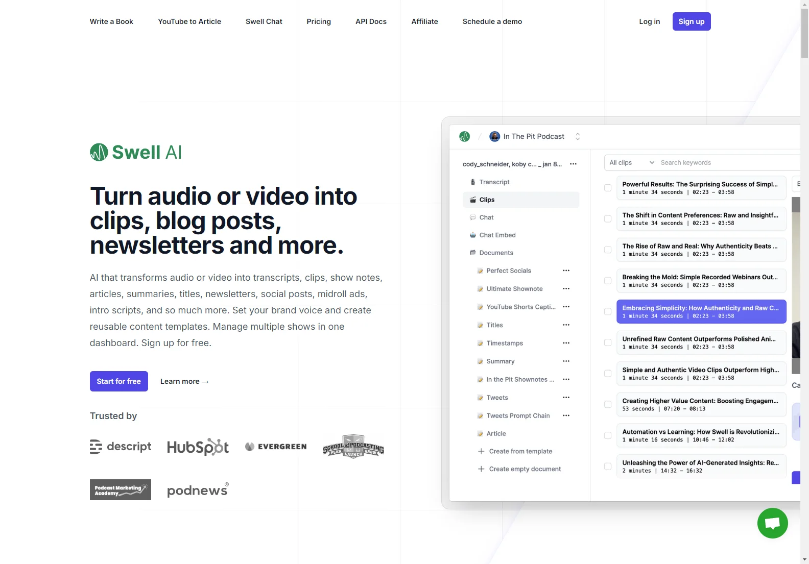 Swell AI: Transform Audio/Video for All Marketing Channels