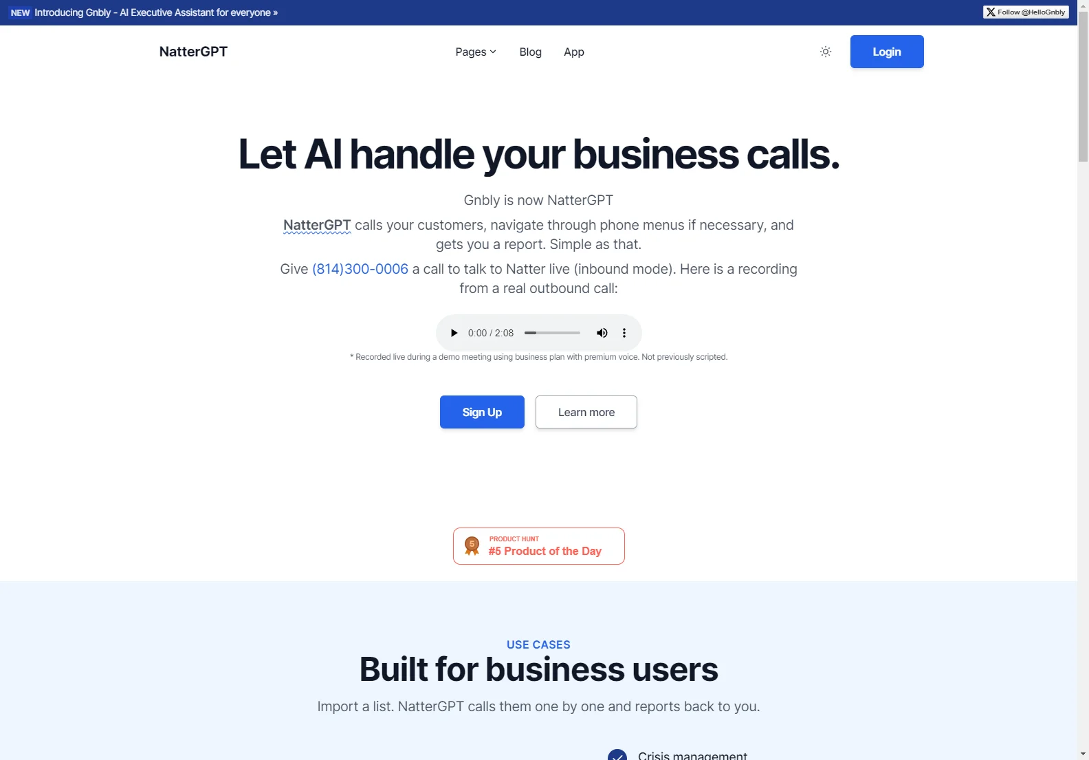 NatterGPT: The AI Executive Assistant for Effortless Business Calls