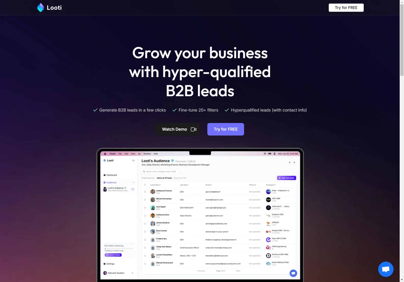 Looti: AI-Powered Hyper-Qualified B2B Leads for Your Business Growth