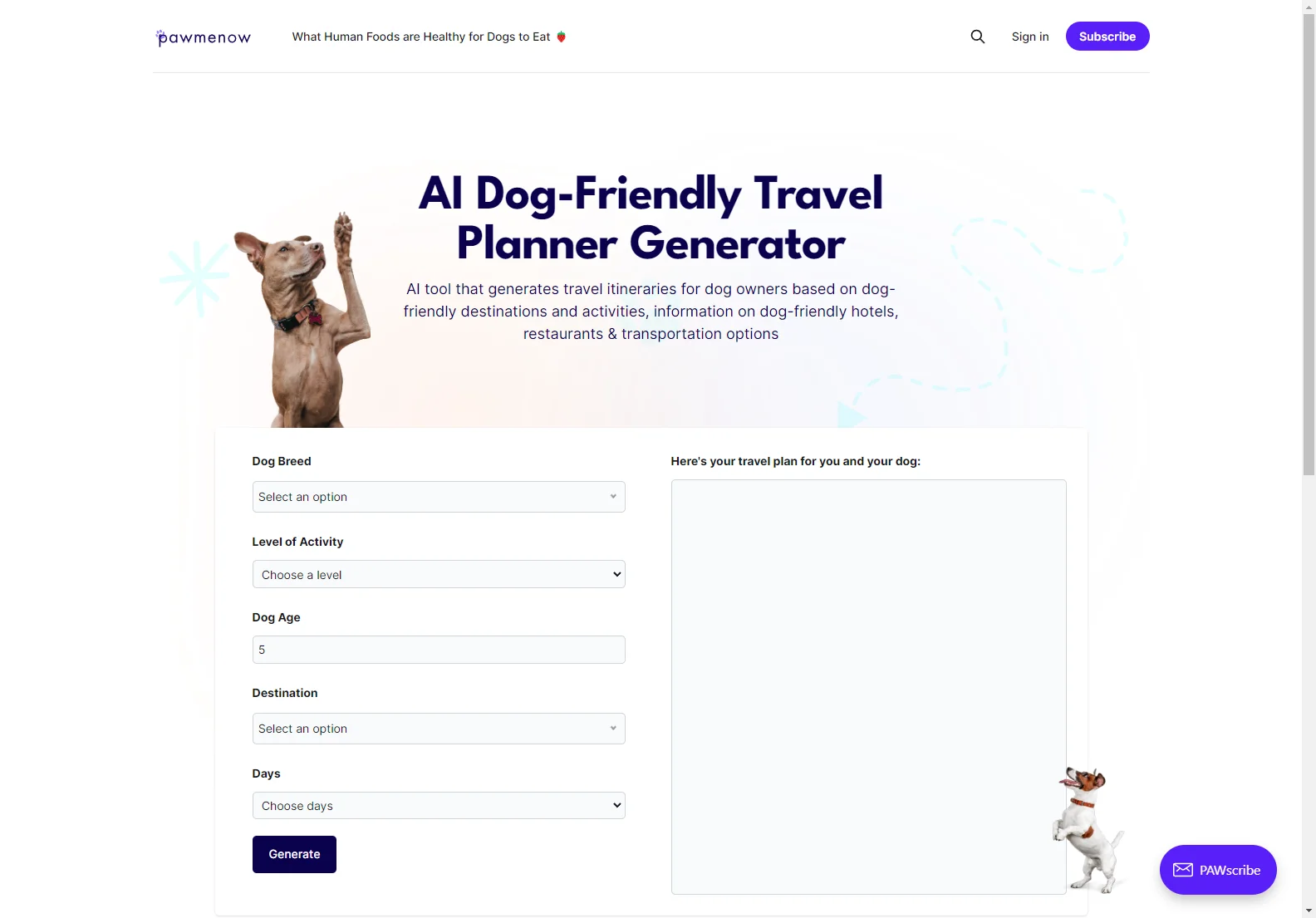 AI Dog-Friendly Travel Planner Generator: Plan Trips with Your Dog Hassle-Free