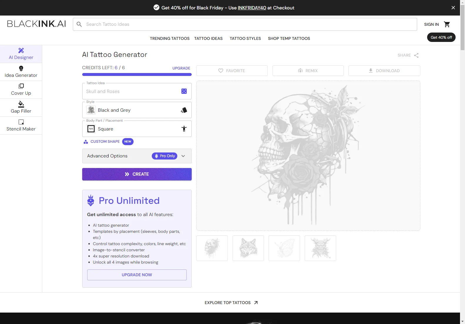 BlackInk AI Tattoo Generator: Design Your Dream Tattoo Instantly