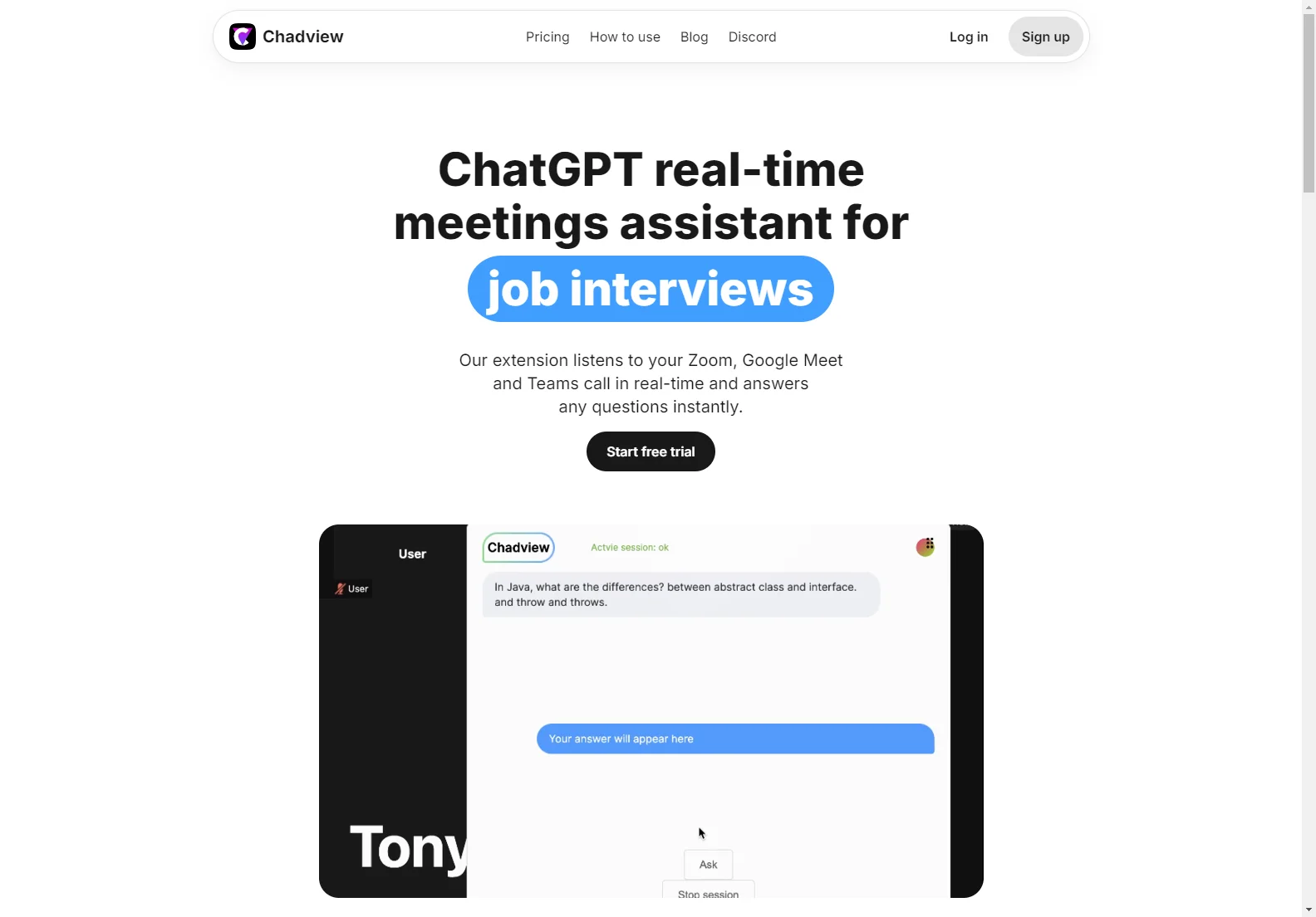 Chadview: The Ultimate AI Meeting Assistant for Job Interviews