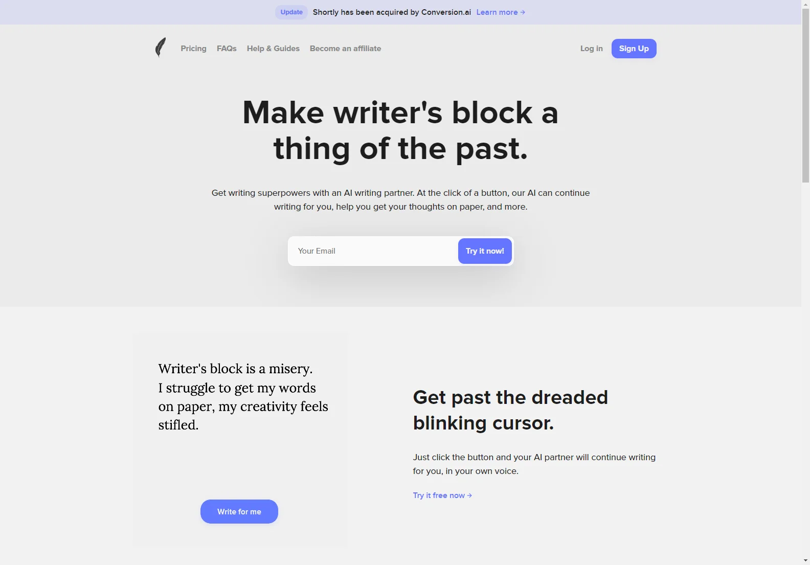 ShortlyAI: Overcoming Writer's Block with AI Writing Partner