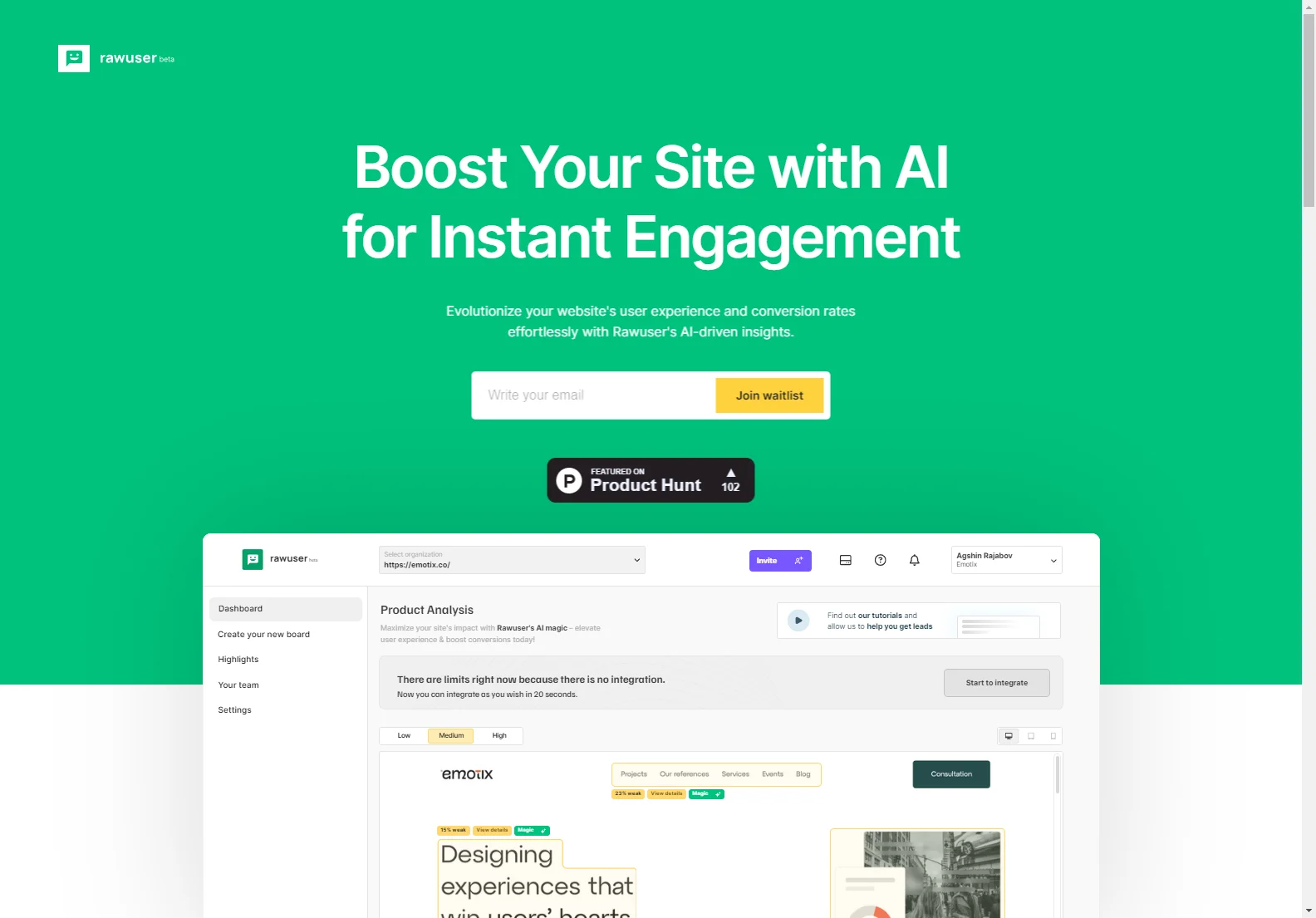 Rawuser: Boosting Website Engagement with AI Insights