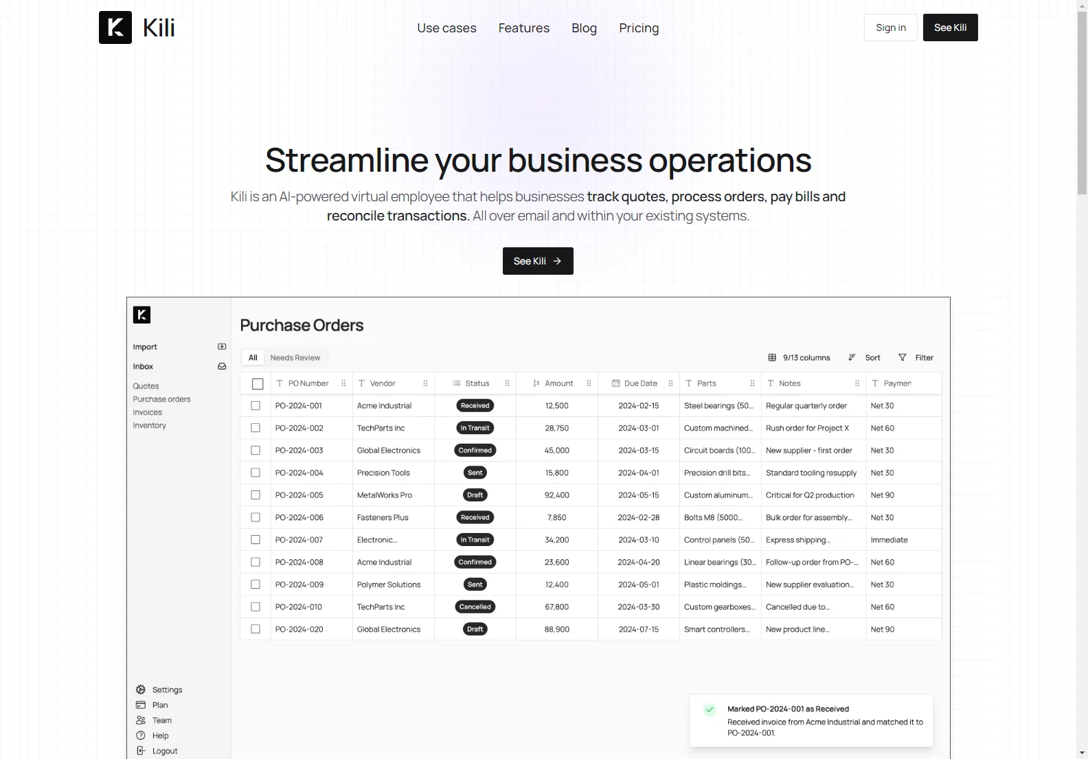 Kili: Streamlining Business Finance with AI