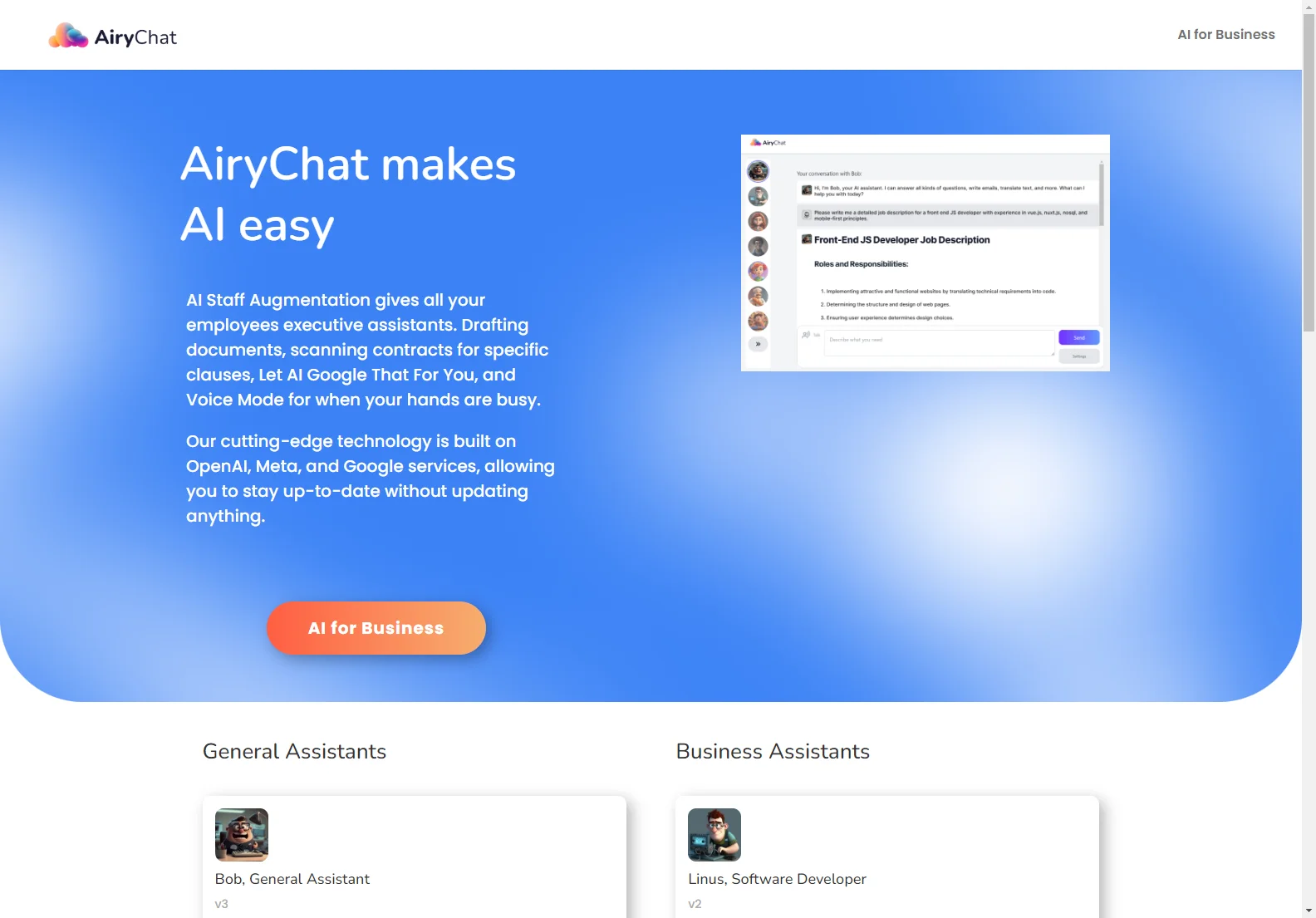 AiryChat AI Assistants: Empowering Your Business for Free