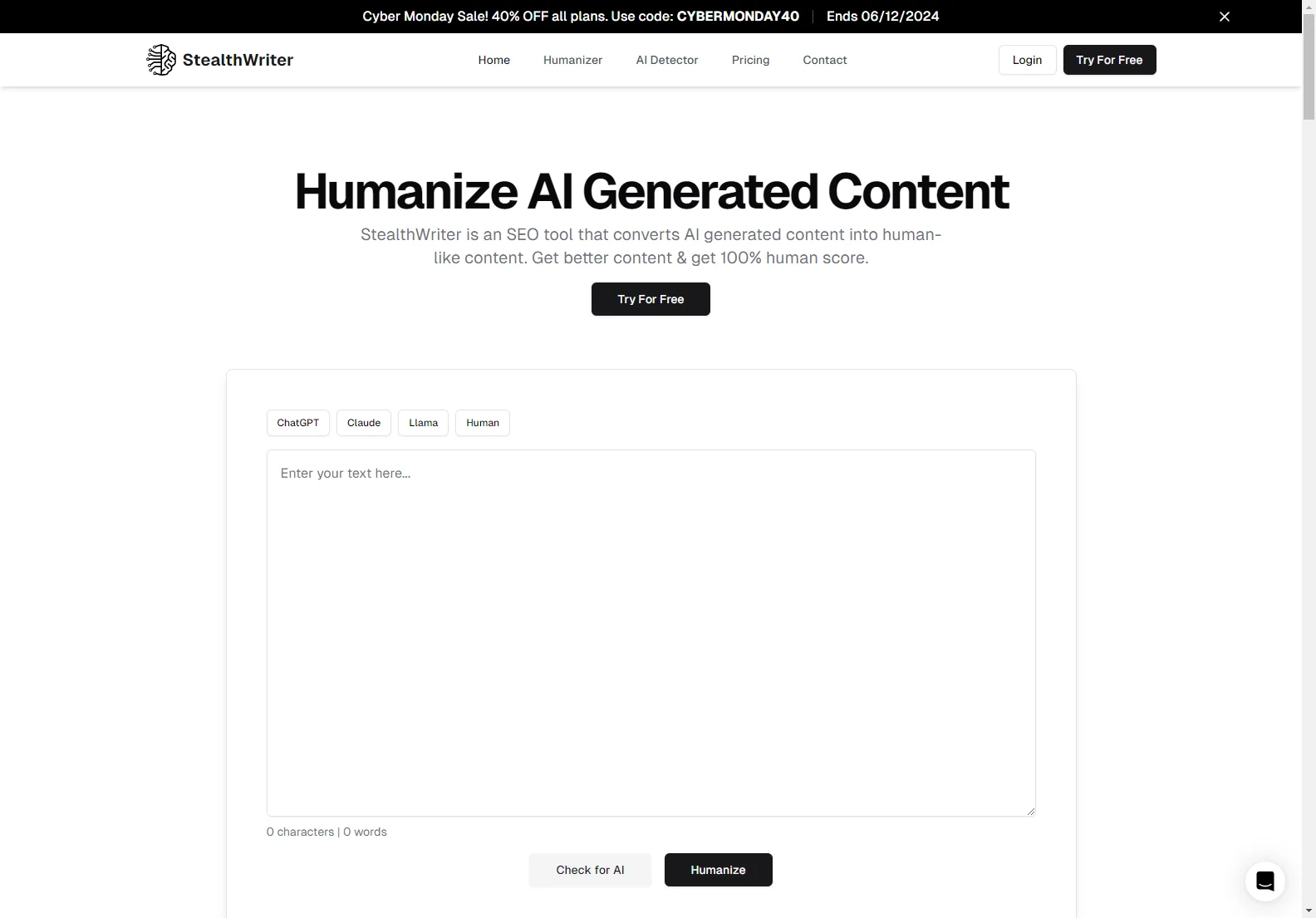 StealthWriter: Humanize AI Content & Bypass Detection