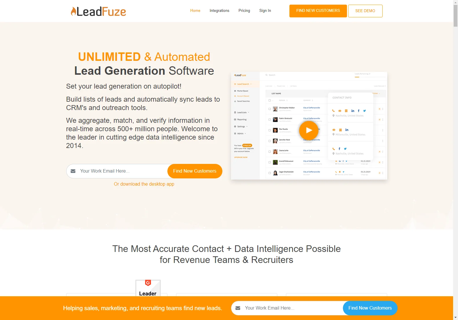 #1 Prospecting Tool for Business Leads & Candidate Sourcing: LeadFuze