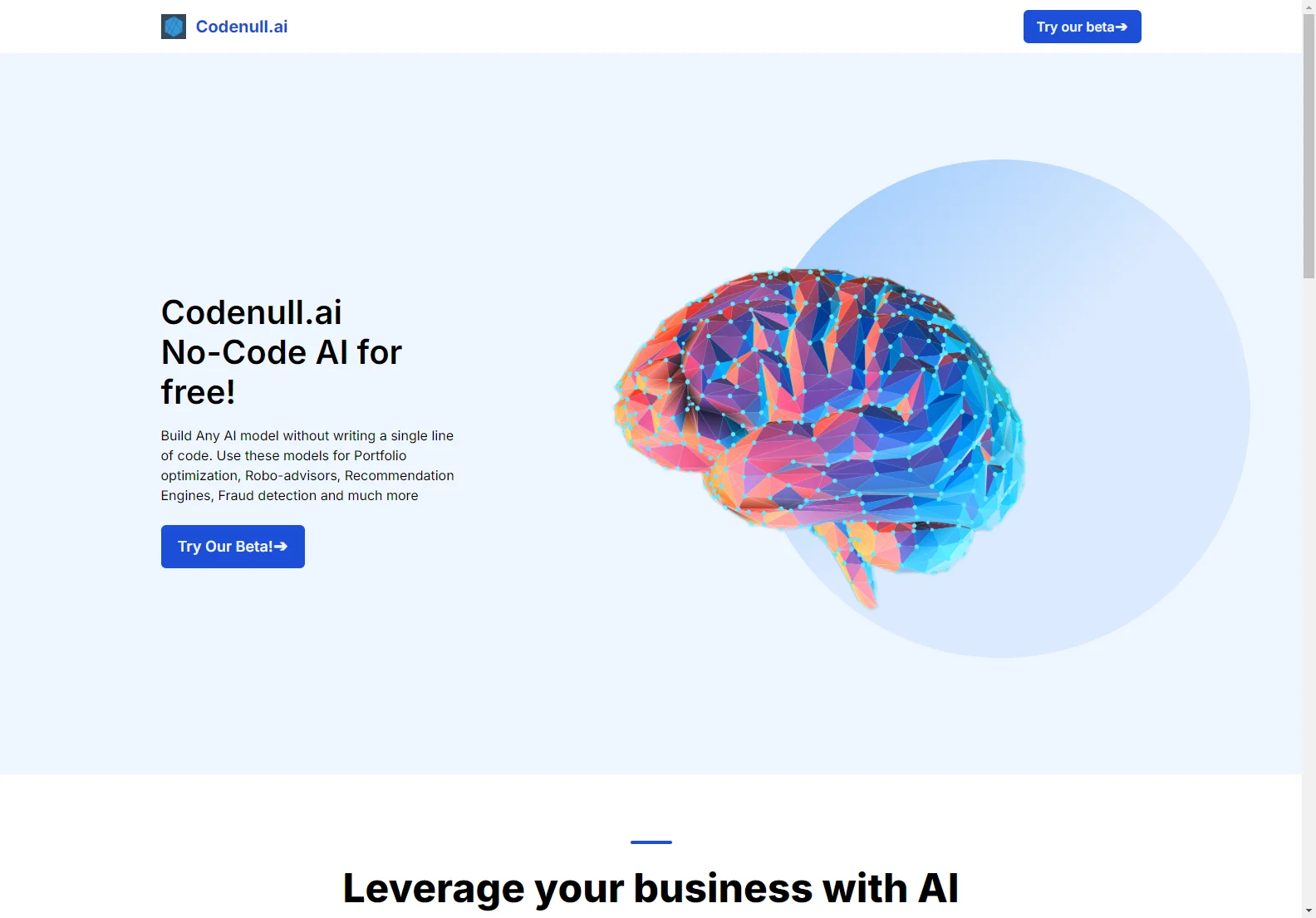 Codenull.ai: Build AI Models Without Coding