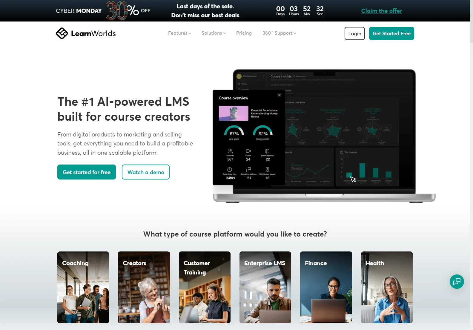 LearnWorlds: AI-Powered LMS with 30% OFF Cyber Monday Offer