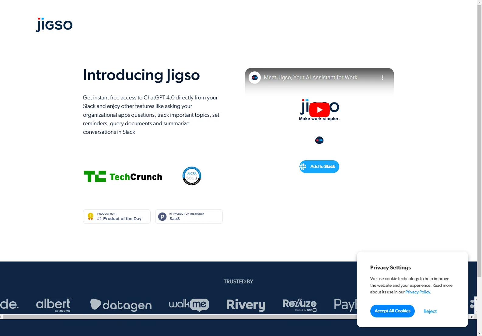 Jigso: Empowering Slack with AI Functionality