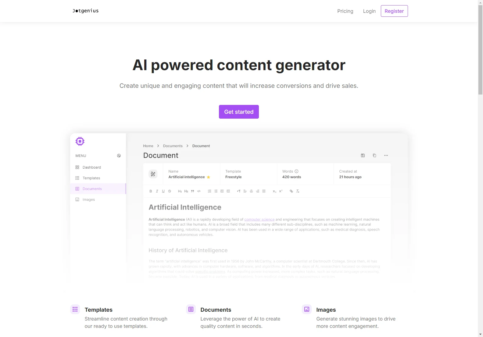 Jotgenius: Unleashing the Power of AI for Content Creation