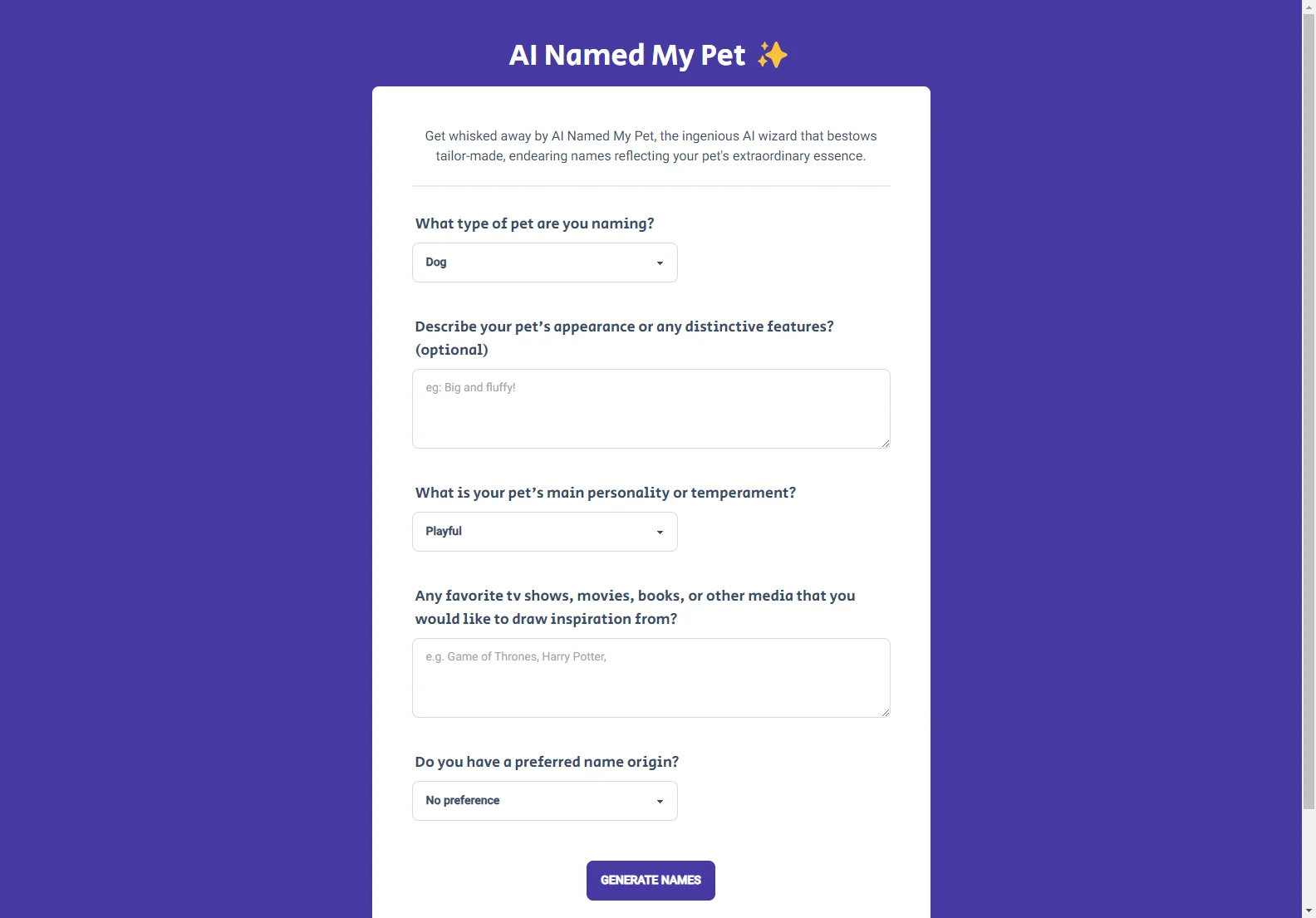 AI Named My Pet: Find the Ideal Name for Your Pet with AI