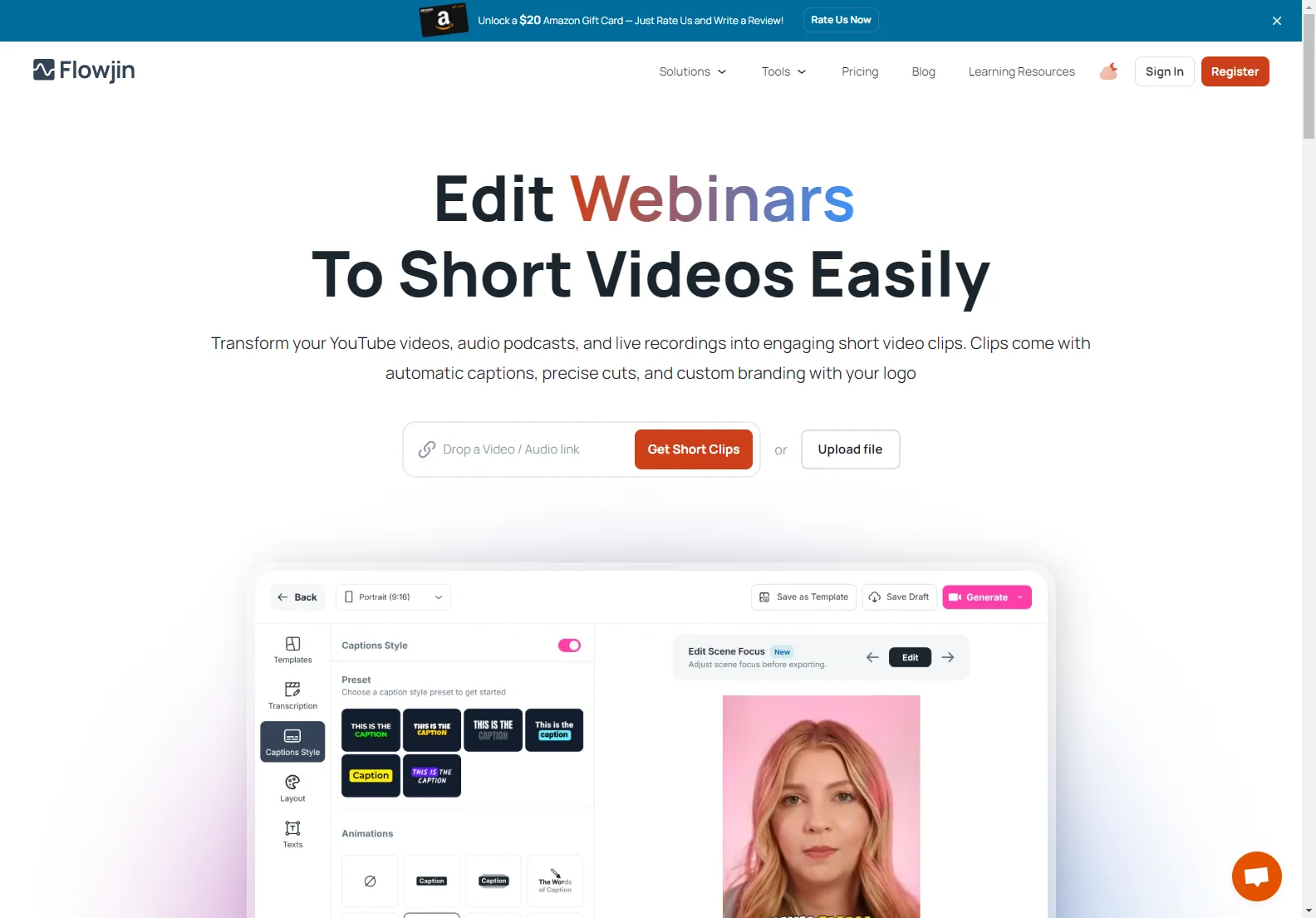 Transform Long Videos & Audios into Engaging Shorts with Flowjin