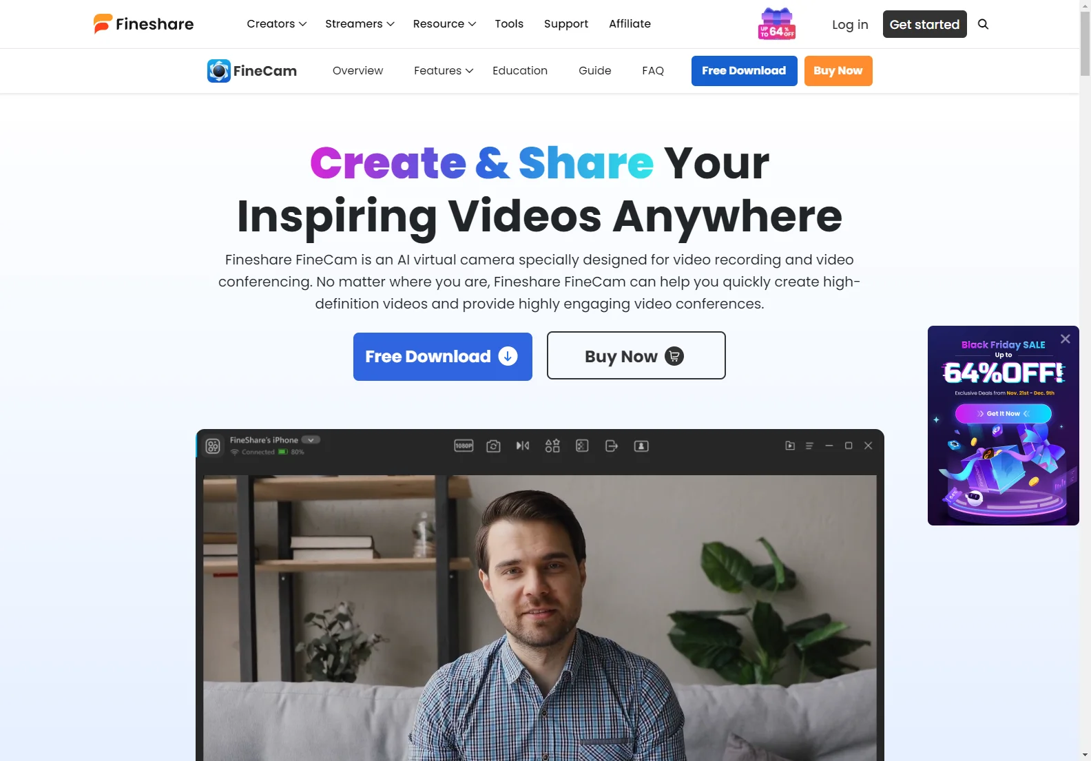 Fineshare FineCam: Your Ultimate AI Virtual Camera for Stunning Videos and Engaging Conferences