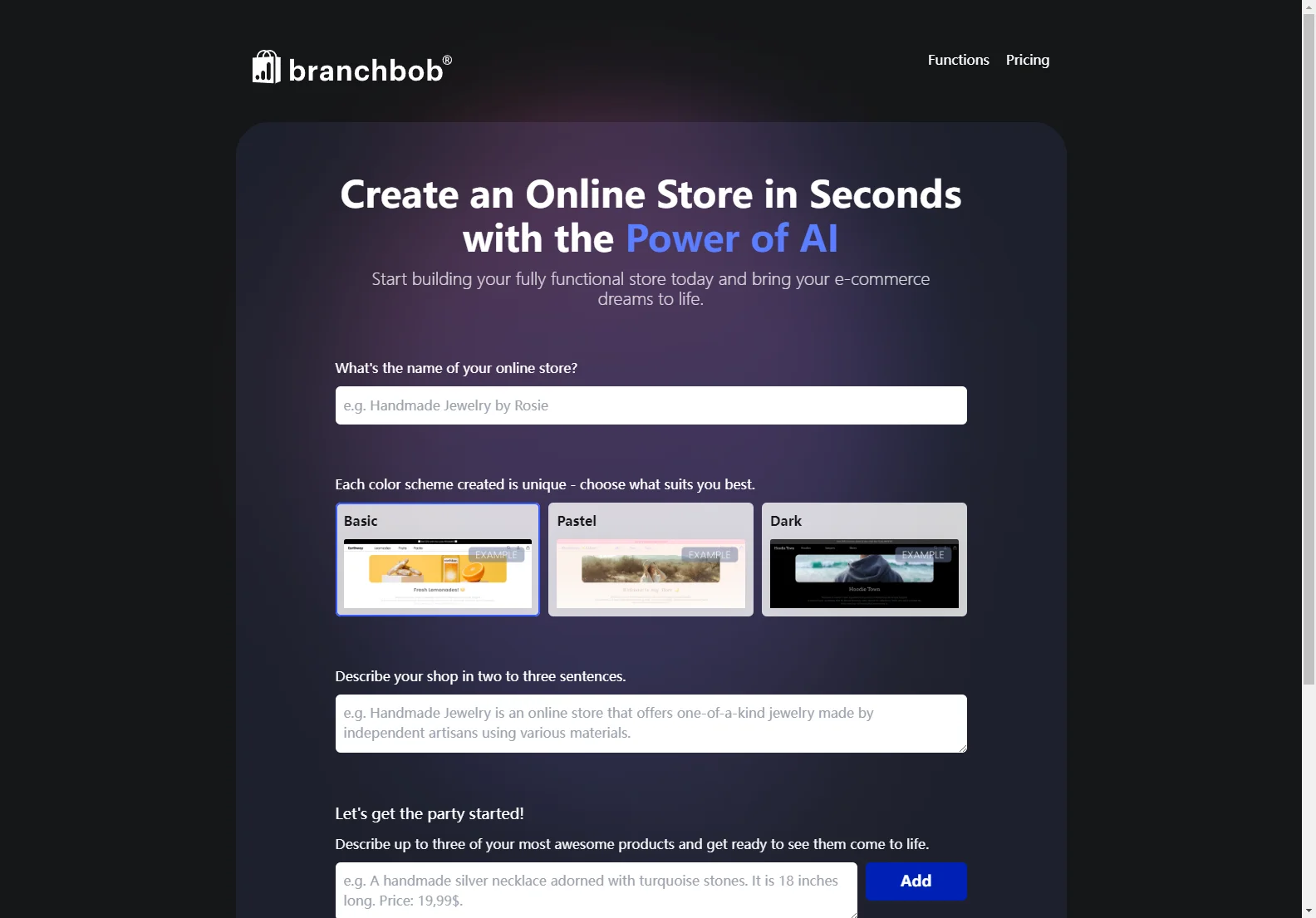 Build Your Dream Online Store with branchbob's AI Power