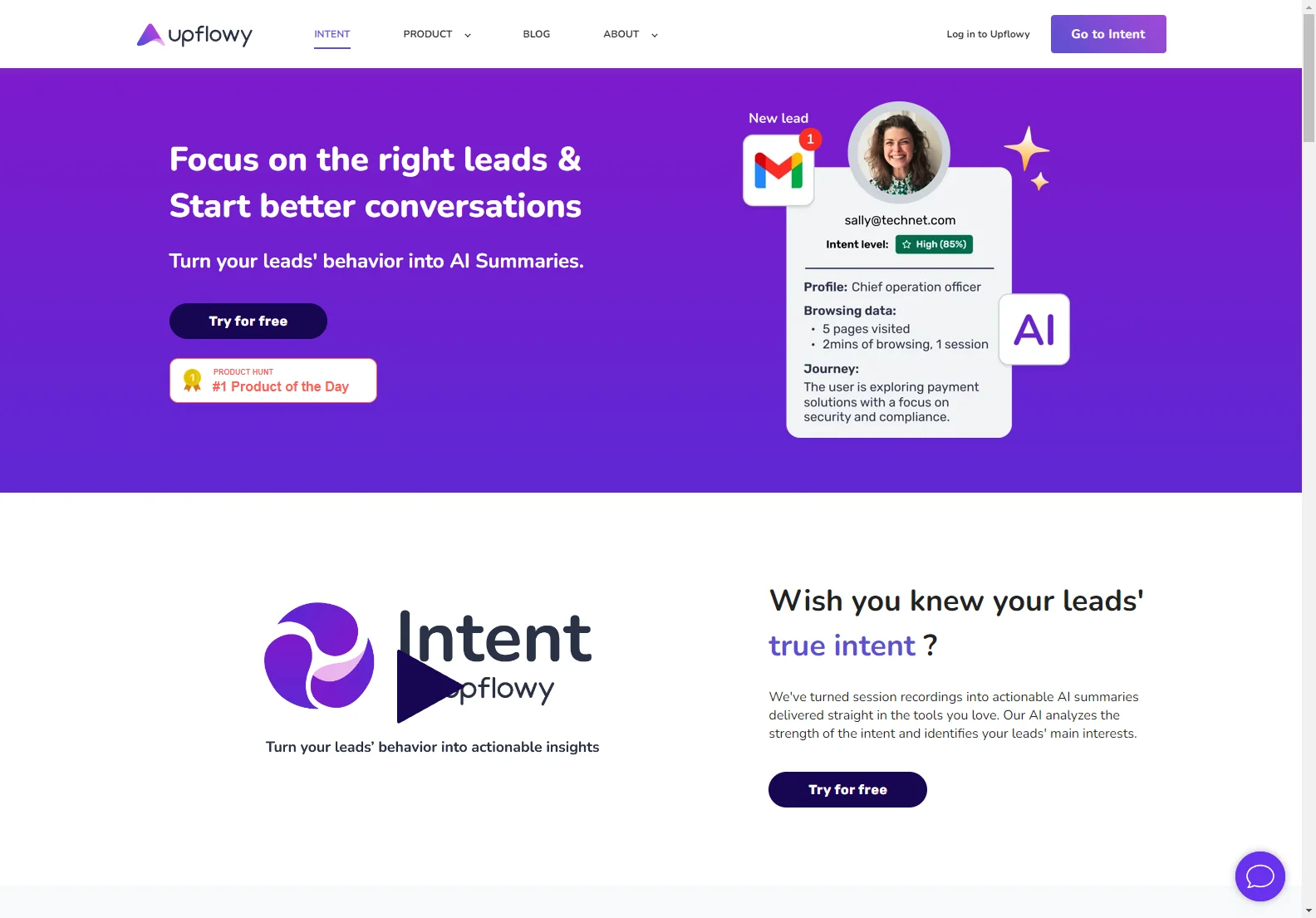 Intent: Transform Leads' Behavior into Actionable Summaries