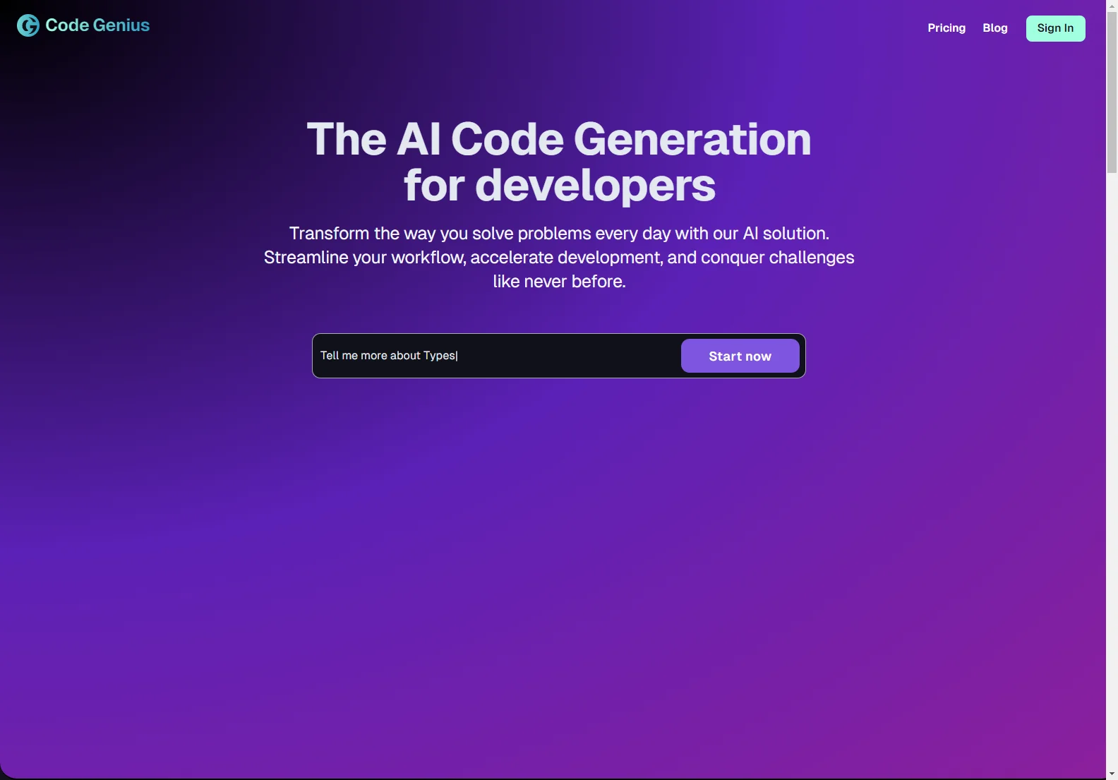 Code Genius: Empowering Developers with AI Code Generation