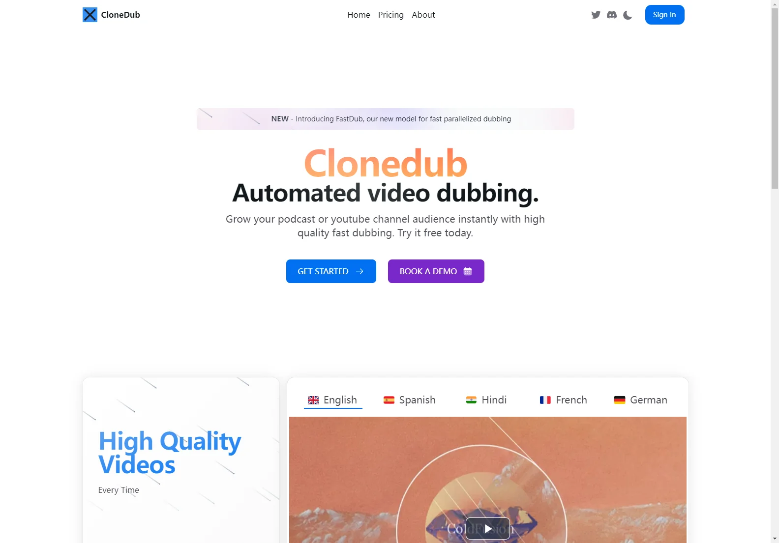 CloneDub: Fast and High-Quality Video Dubbing