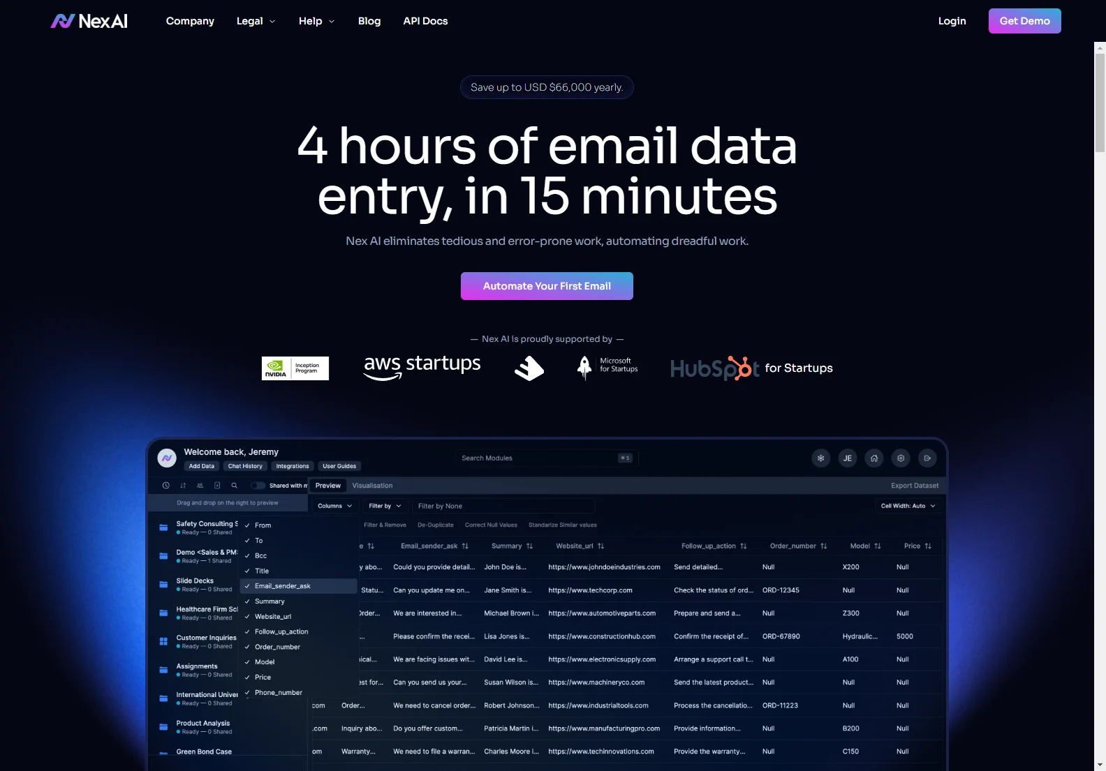 Nex AI - Streamlining Email Data for Business Success