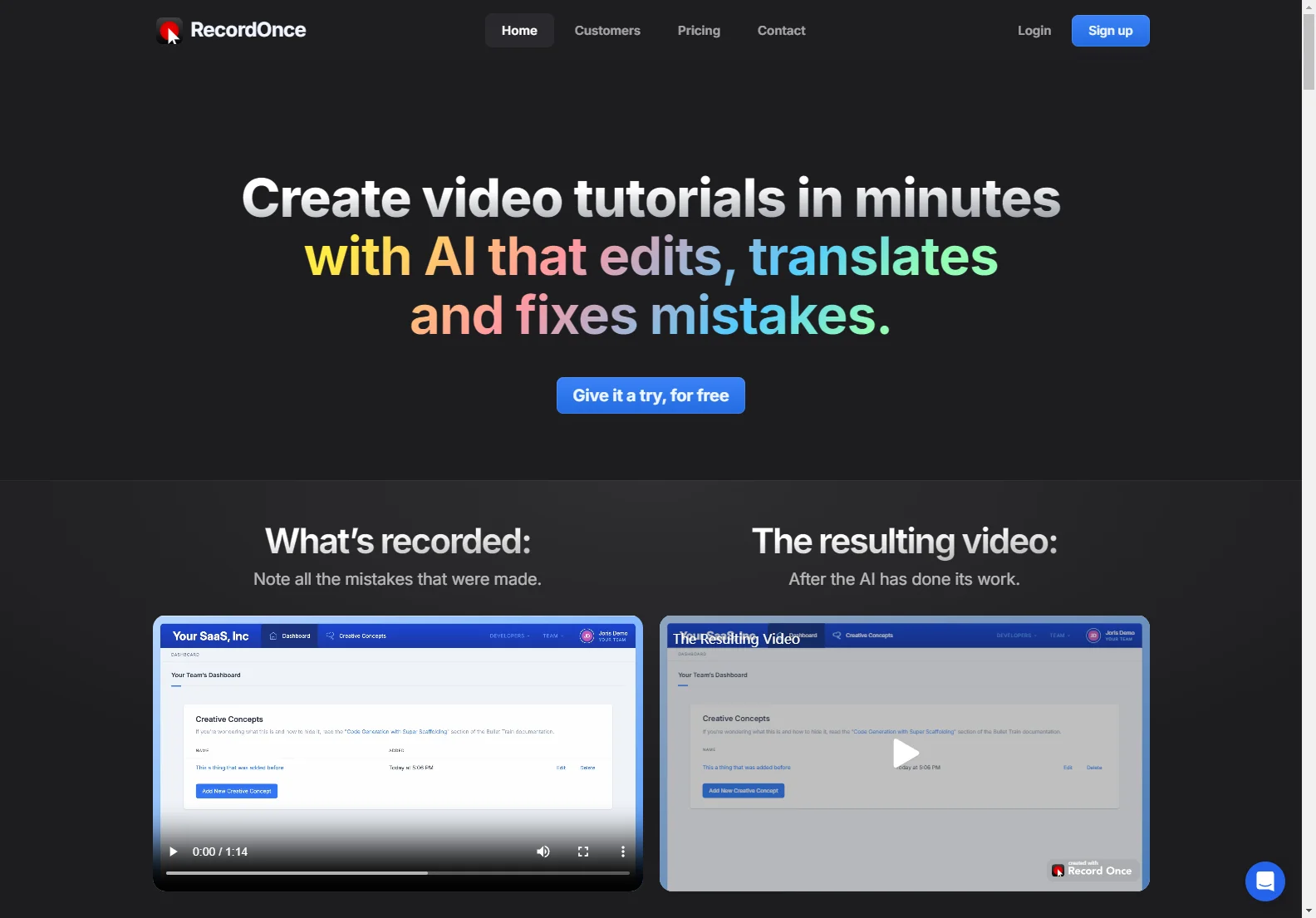 Create Professional Video Tutorials with Record Once's AI