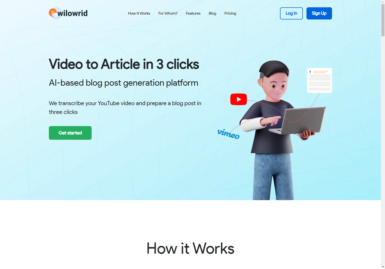 Wilowrid: Transform Videos to Articles in 3 Clicks