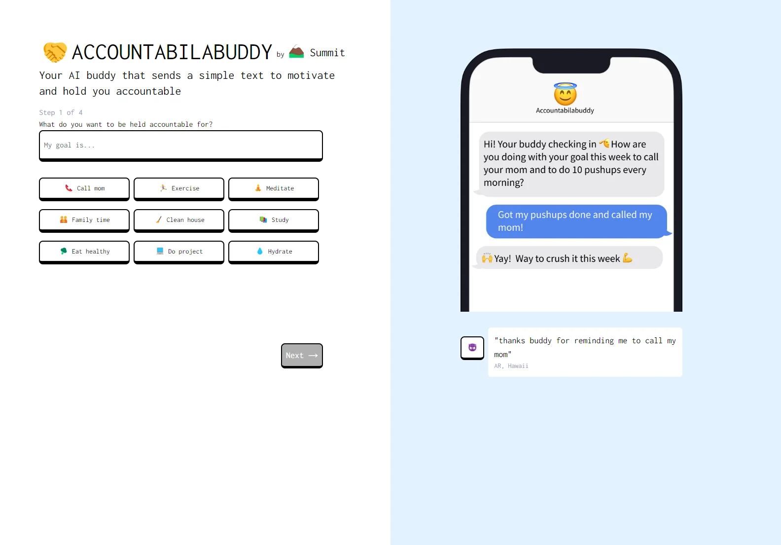 Accountabilabuddy by Summit: Your AI Accountability Partner