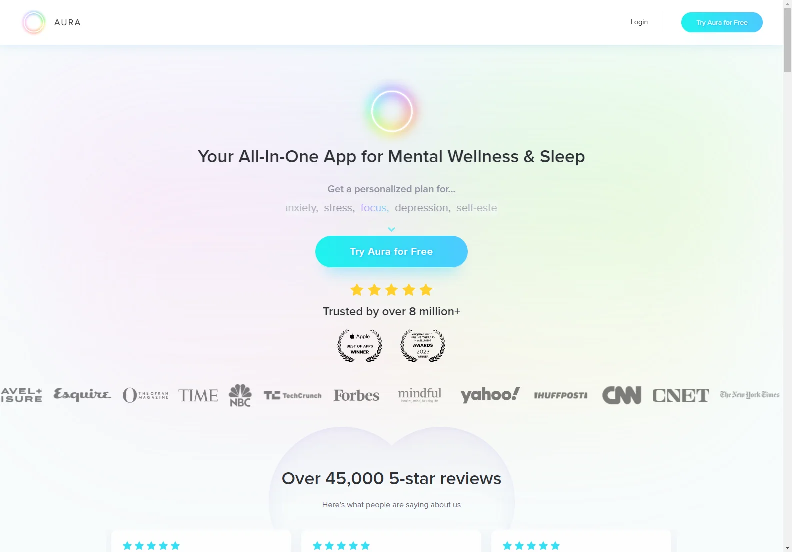 Aura: Award-Winning App for Mental Wellness & Optimal Sleep