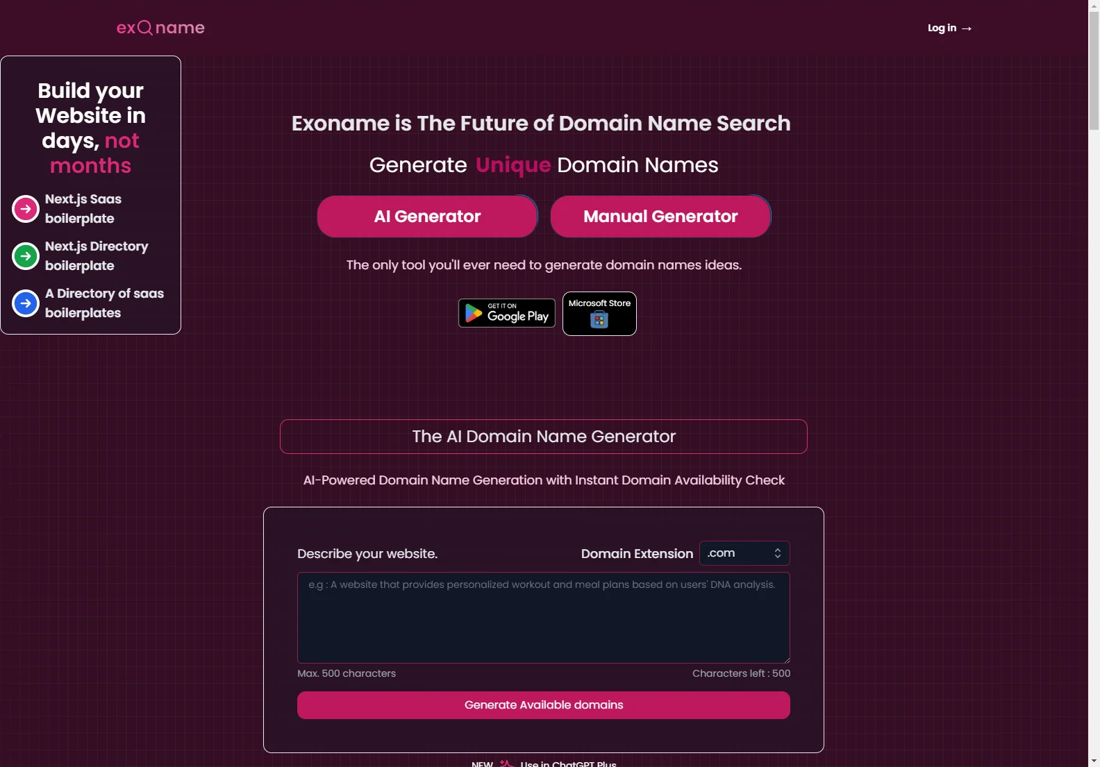 Exoname: Unleash Your Domain Name Creativity